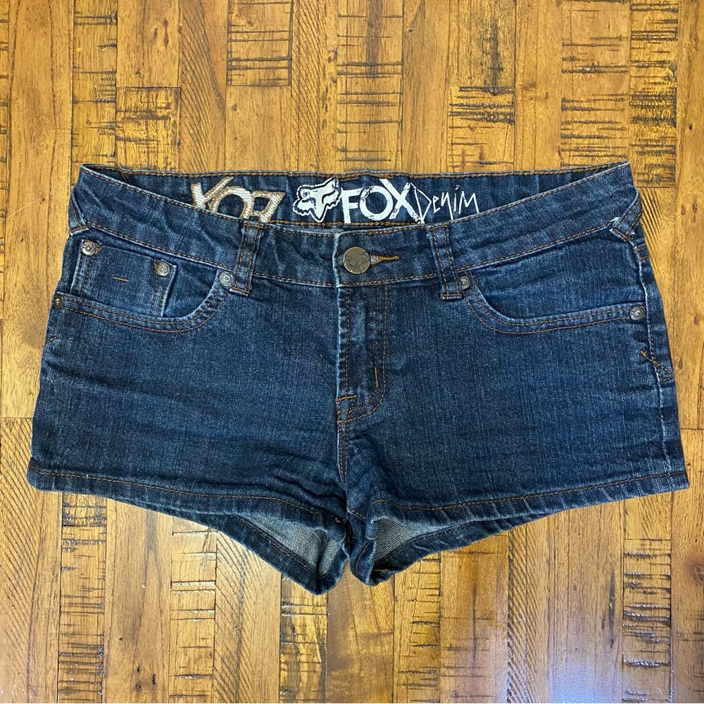 FOX RACING Y2K Denim Jean Shorts Size 3 Waist 26 - Picture 2 of 12